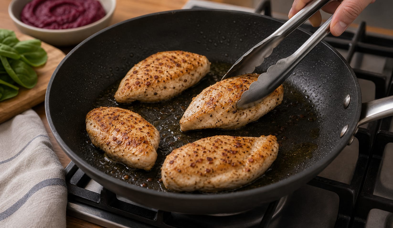 Chicken Beetroot Pesto Wraps cooking step 2: Cook the protein.