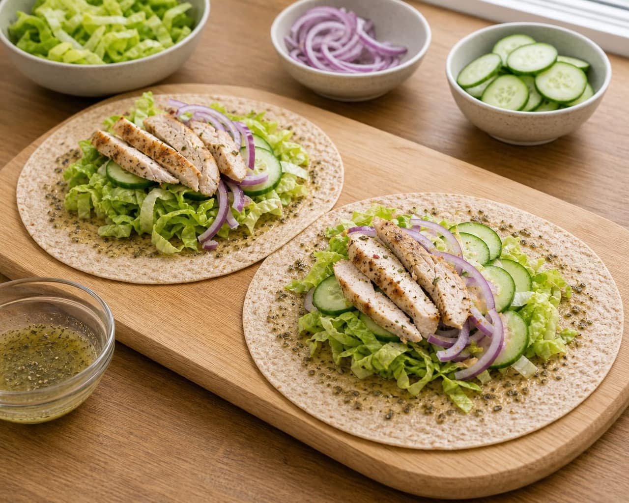 Zesty Chicken Cucumber Wraps with Lemon cooking step 4: Fill the wraps.