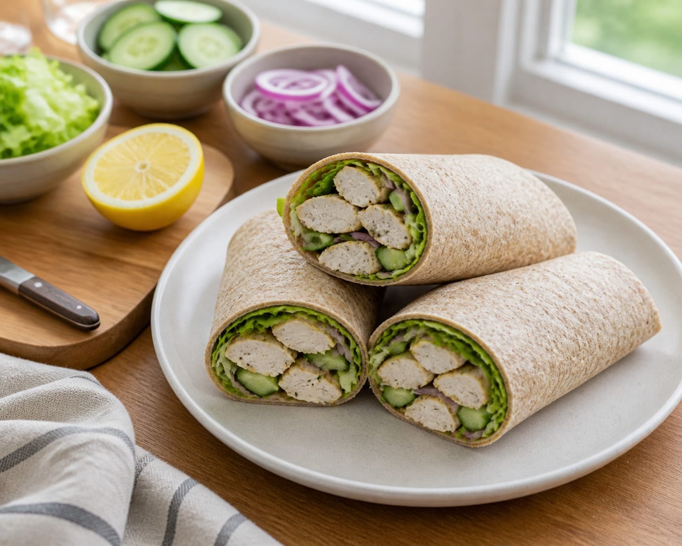 Zesty Chicken Cucumber Wraps with Lemon cooking step 5: Roll and pack.