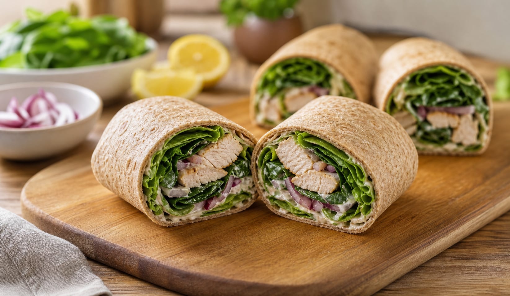 Chicken Spinach Lemon Wraps cooking step 5: Roll and pack.