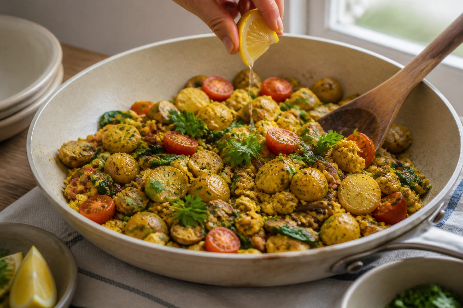 Chickpea Flour Tomato Scramble cooking step 5: Scramble and serve.