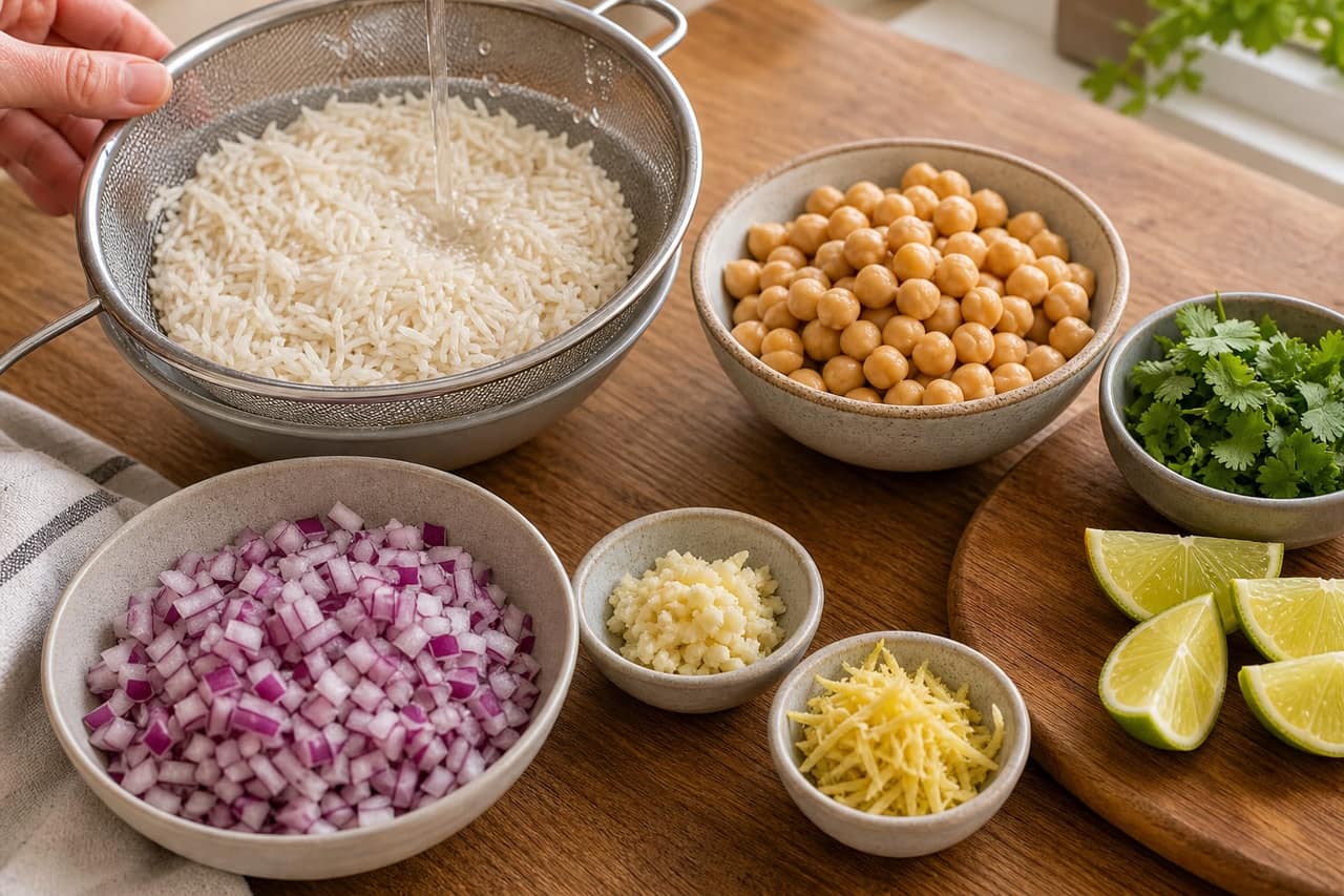 Coconut Chickpea Spinach Curry cooking step 1: Prepare the aromatics.