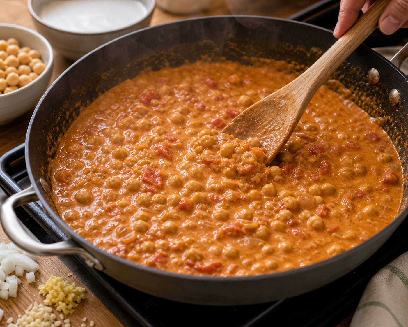 Coconut Chickpea Spinach Curry cooking step 5: Simmer the curry.