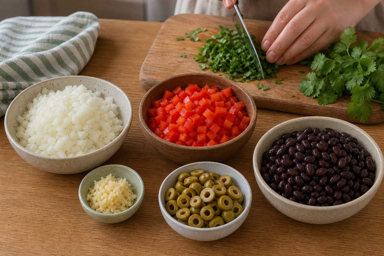 Cuban-Style Turkey Picadillo Rice Bowls cooking step 2: Prepare the aromatics.