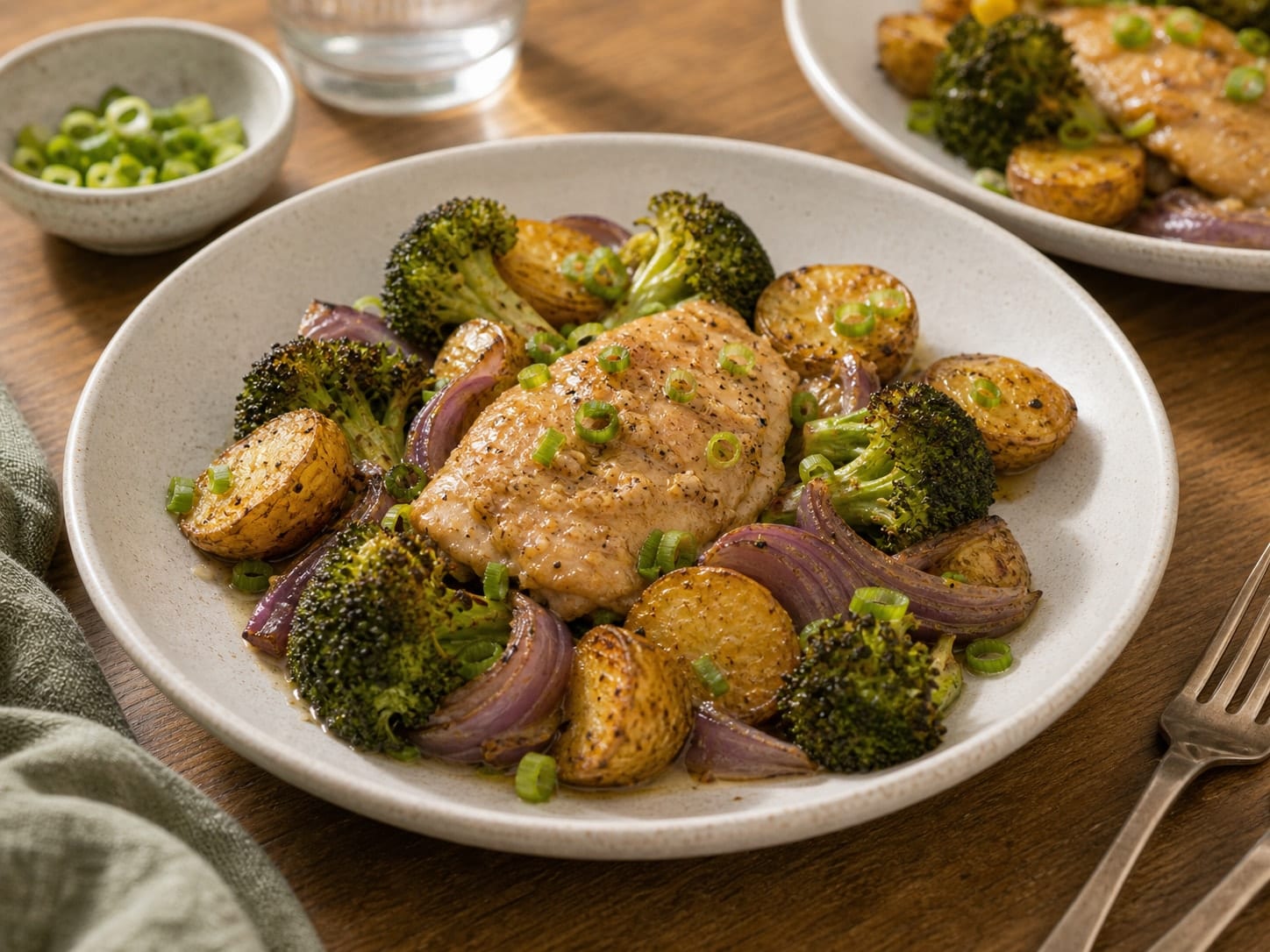 Fragrant Ginger Chicken Broccoli Traybake with Lime and Spring Onion cooking step 6: Finish and serve.