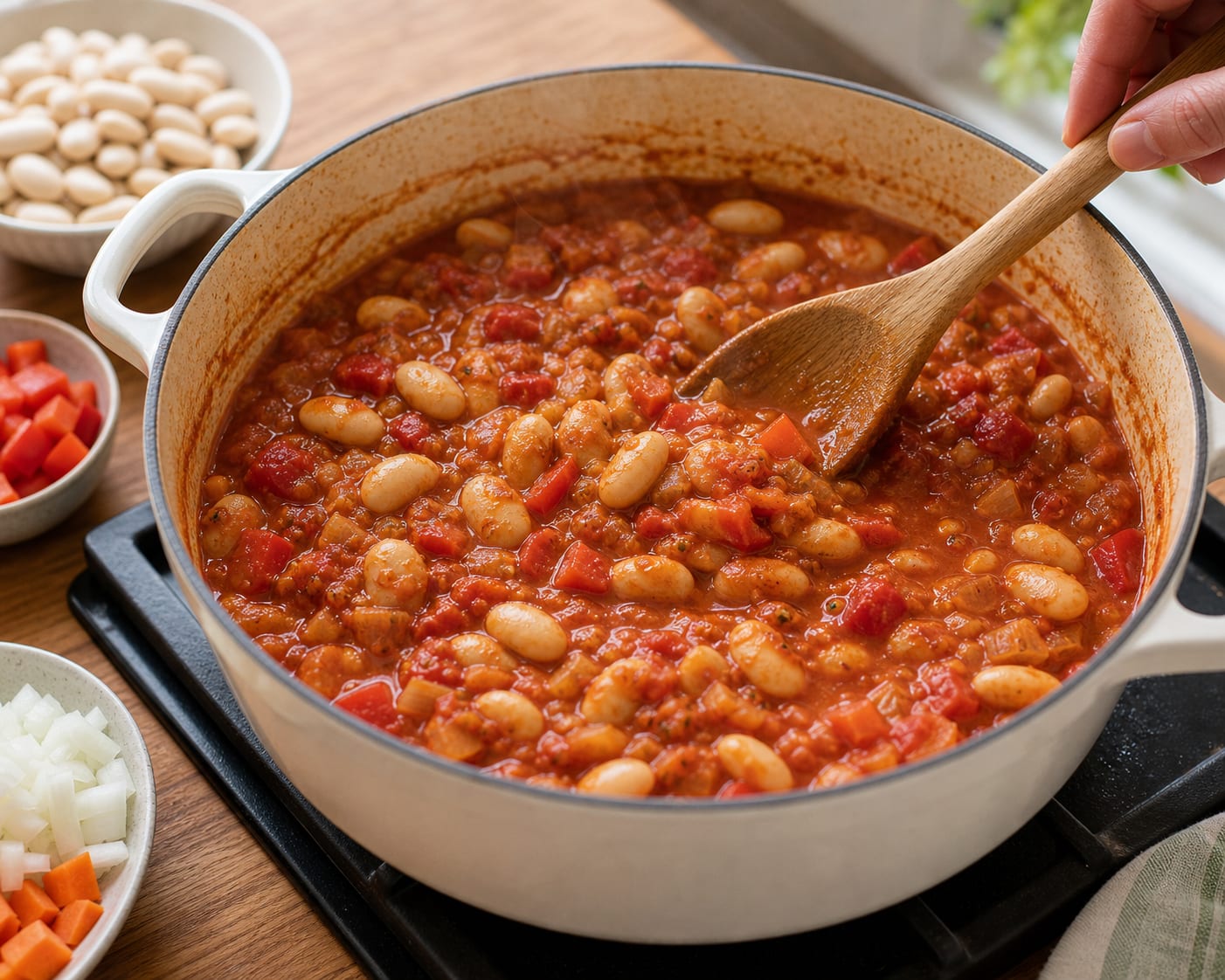Butter Bean Tomato Stew cooking step 5: Simmer the beans.