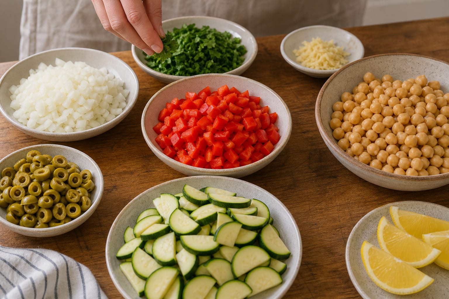 Moroccan-Style Fish Tagine Couscous Bowls cooking step 2: Prepare the vegetables.