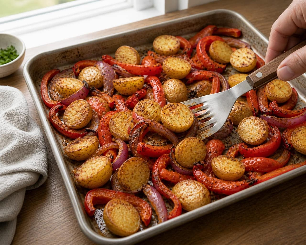 Smoky Paprika Chicken Pepper Traybake with Lemon and Parsley cooking step 3: Roast the vegetables.
