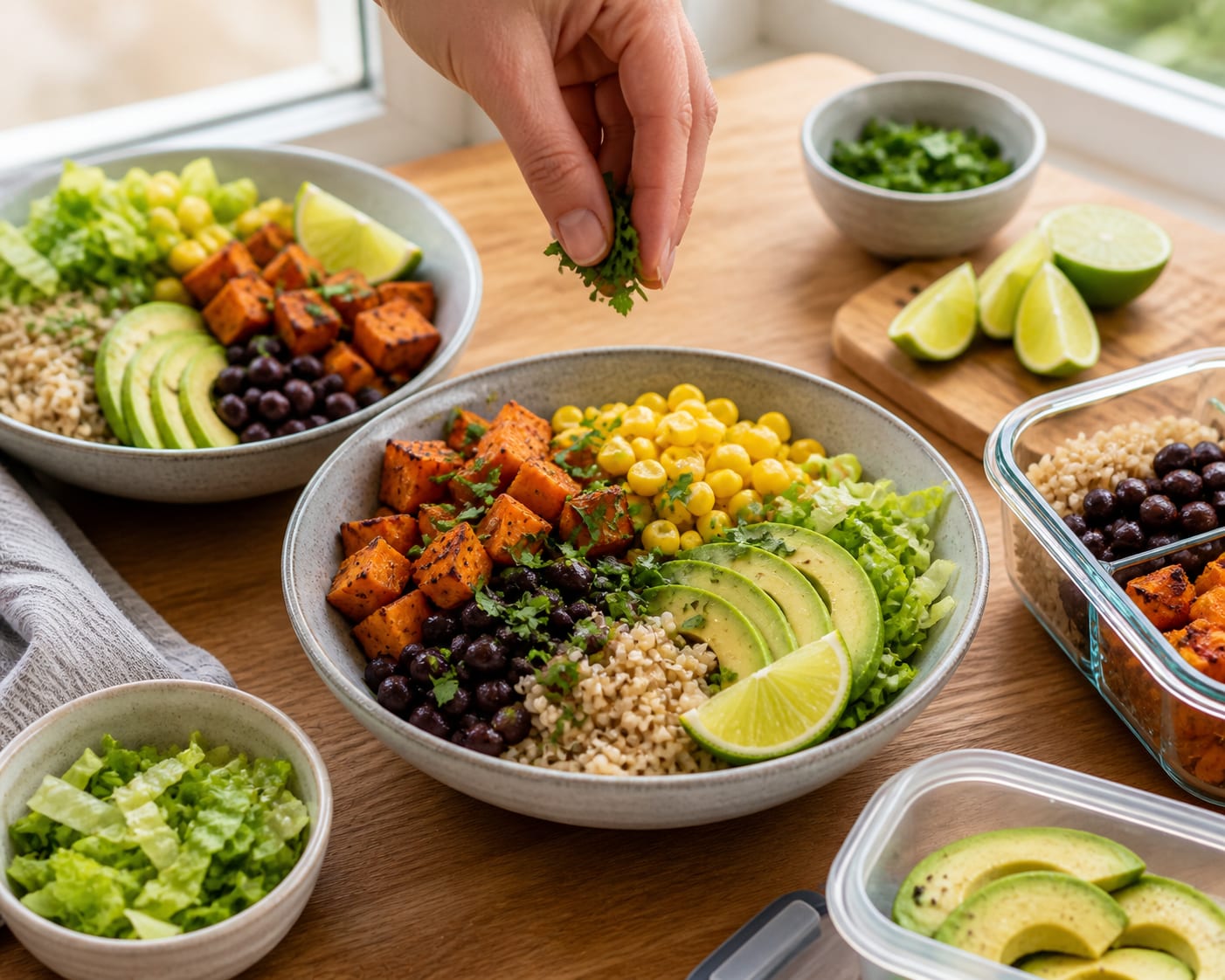 Sweet Potato Black Bean Rice Bowls cooking step 6: Finish and serve.
