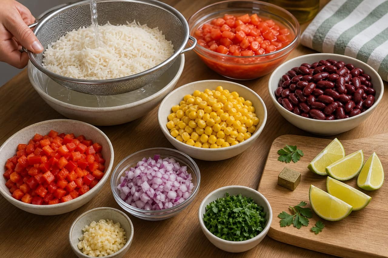 Smoky Tomato Kidney Bean Rice cooking step 1: Prepare the ingredients.