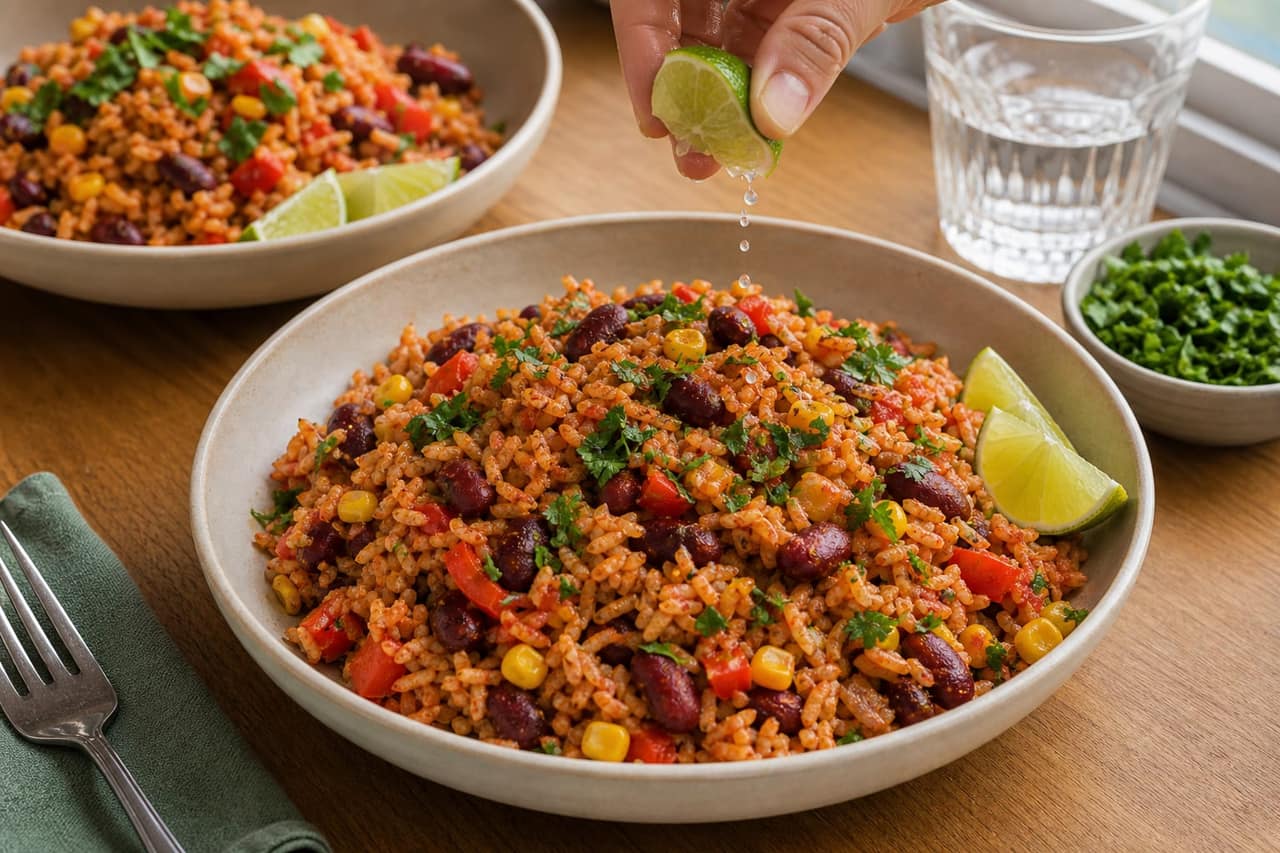 Smoky Tomato Kidney Bean Rice cooking step 6: Finish and serve.