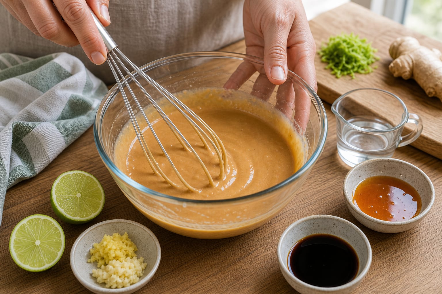 Thai-Style Peanut Chickpea Noodle Boxes cooking step 3: Mix the peanut dressing.