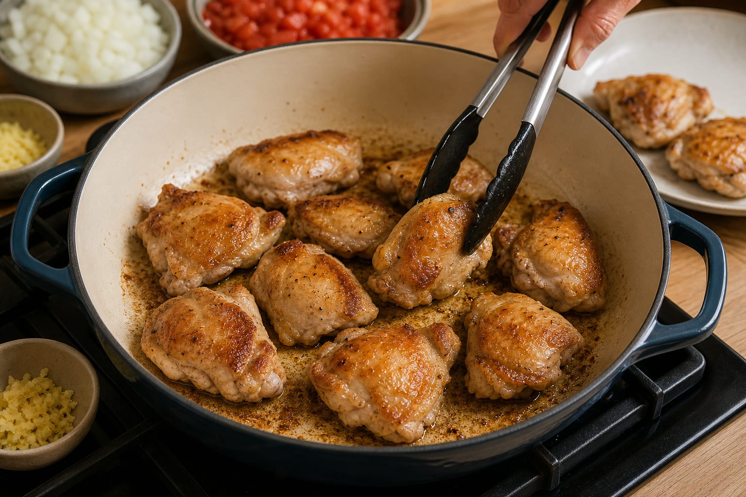 West African-Inspired Peanut Chicken Stew cooking step 3: Brown the chicken.