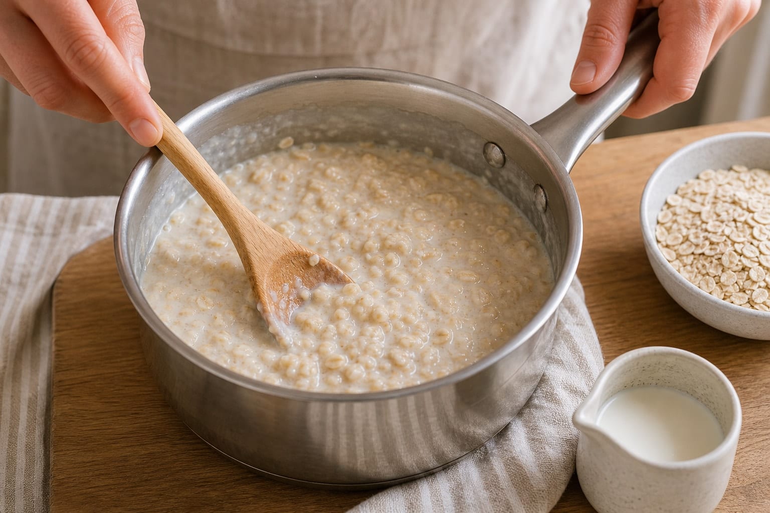 Blueberry Vanilla Walnut Porridge cooking step 2: Simmer the oats.