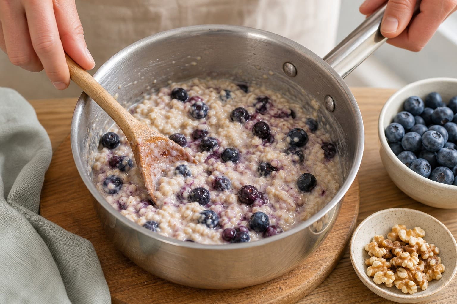 Blueberry Vanilla Walnut Porridge cooking step 3: Warm the fruit.