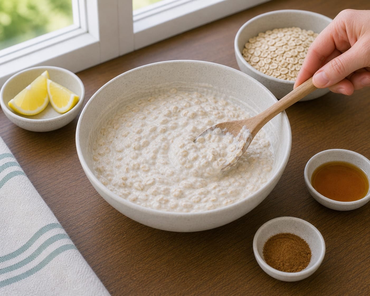 Mango Almond Yoghurt Pots cooking step 3: Soften the oats.