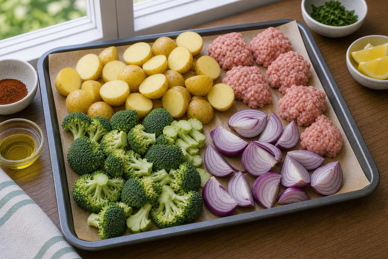 Paprika Turkey Broccoli Traybake cooking step 1: Prepare the tray.
