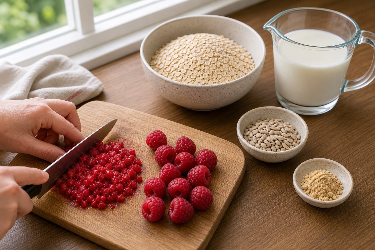 Raspberry Ginger Sunflower Seed Porridge cooking step 1: Prepare the fruit.