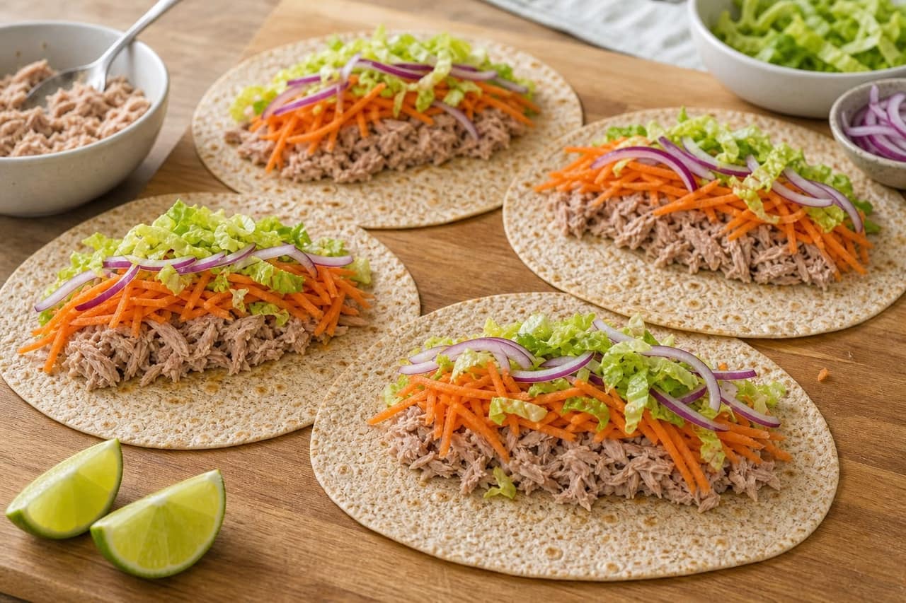 Tuna Carrot Lime Wraps cooking step 4: Fill the wraps.