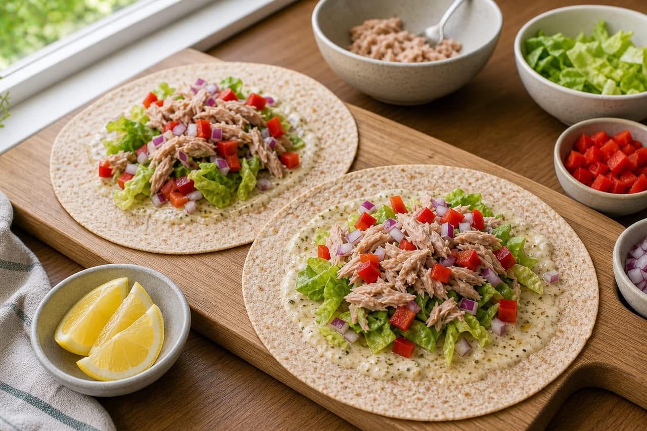 Tuna Pepper Lemon Wraps cooking step 4: Fill the wraps.