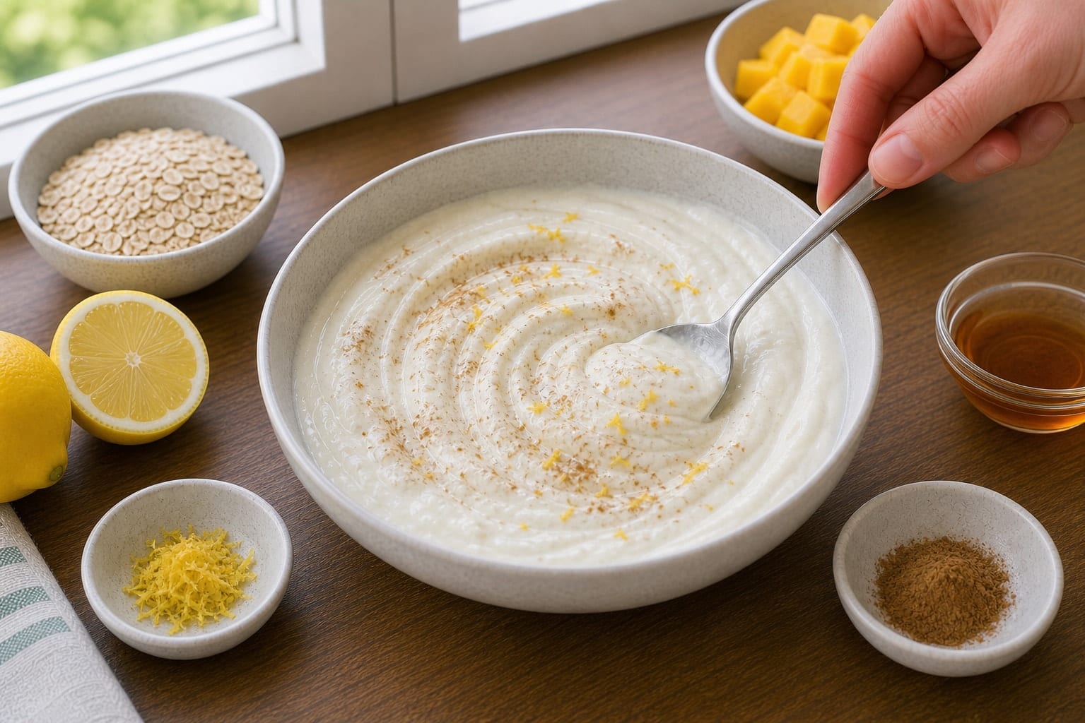 Mango Chia Yoghurt Pots cooking step 2: Flavour the yoghurt.