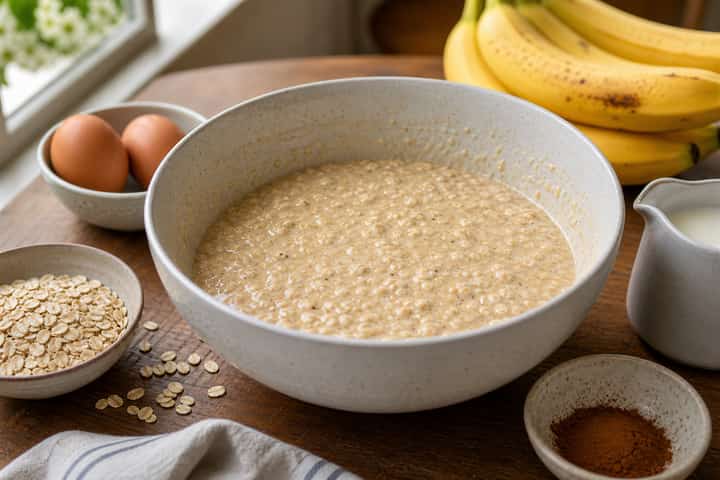 Banana Oat Pancakes cooking step 2: Start cooking.
