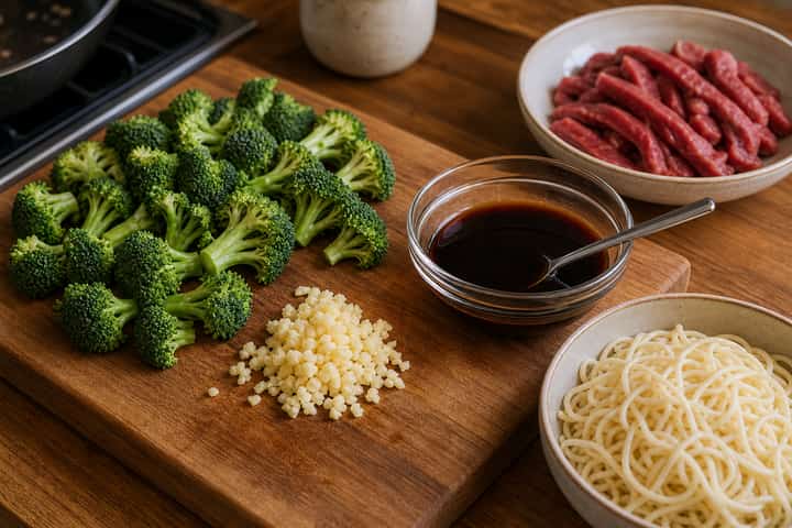 Beef Broccoli Stir Fry cooking step 2: Prep the stir-fry.