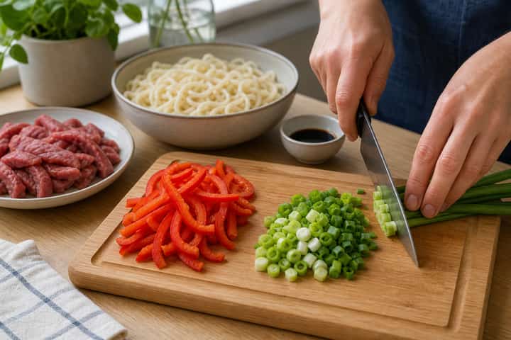 Beef Stir Fry Noodle Bowls cooking step 2: Start cooking.
