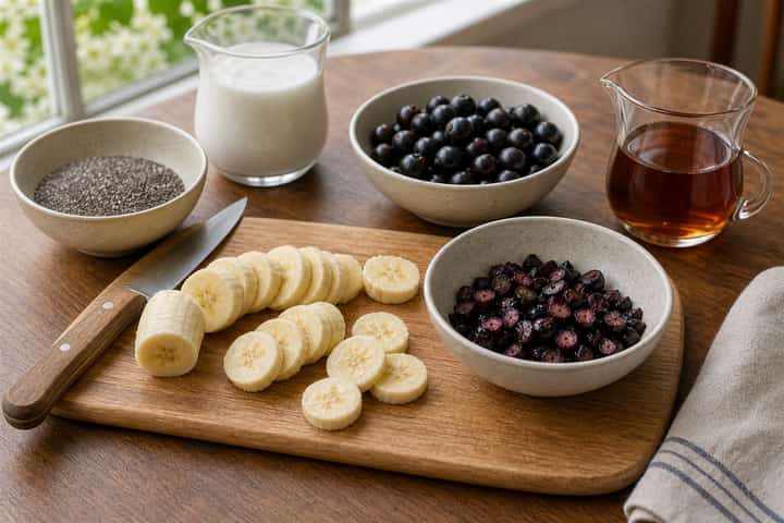 Blackcurrant Chia Pudding cooking step 1: Get prepped.