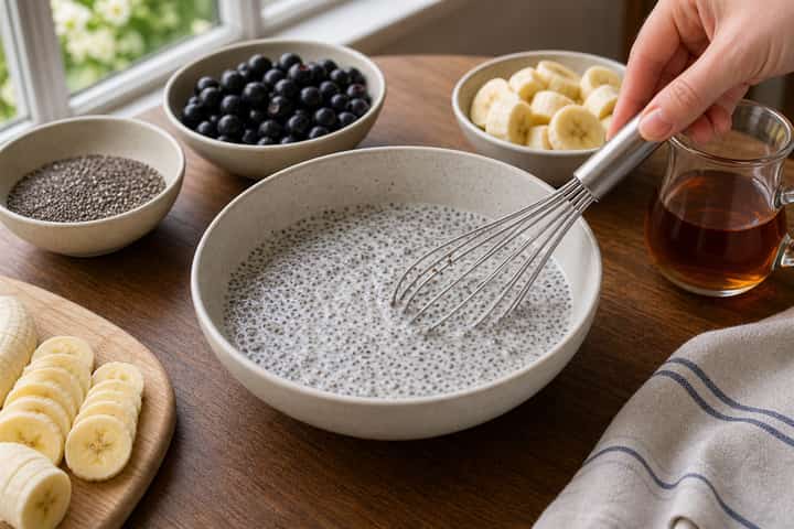 Blackcurrant Chia Pudding cooking step 2: Start cooking.