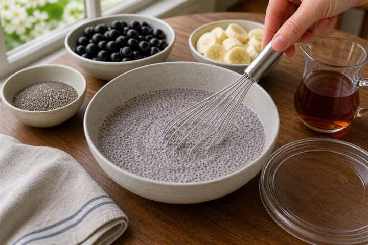 Blackcurrant Chia Pudding cooking step 3: Build the flavour.