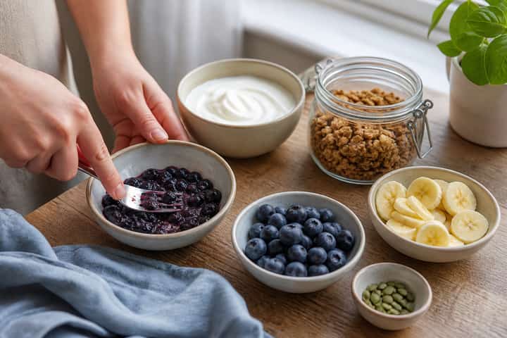 Blueberry Granola Pots cooking step 1: Get prepped.