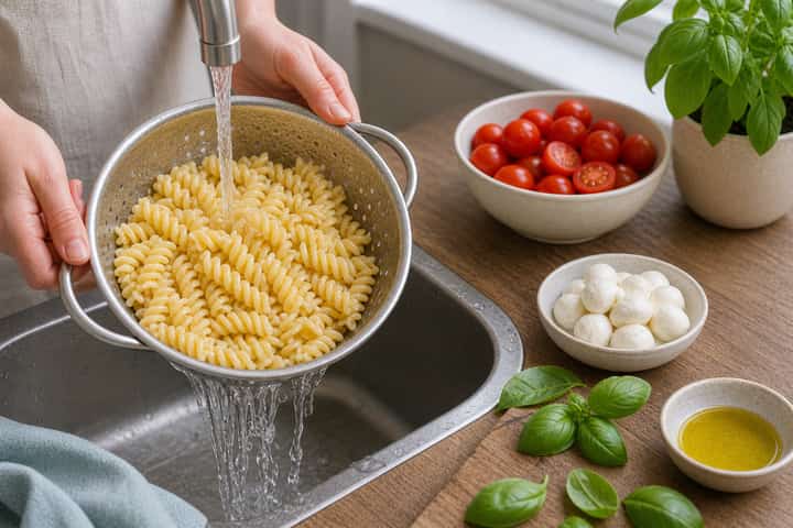 Caprese Pasta Salad cooking step 1: Get prepped.