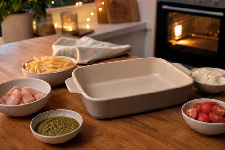 Chicken Pesto Pasta Bake cooking step 1: Get prepped.
