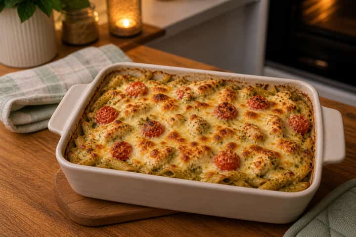 Chicken Pesto Pasta Bake cooking step 6: Serve.