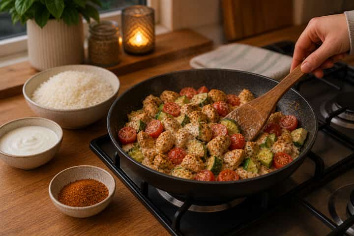 Chicken Shawarma Bowl cooking step 4: Bring it together.