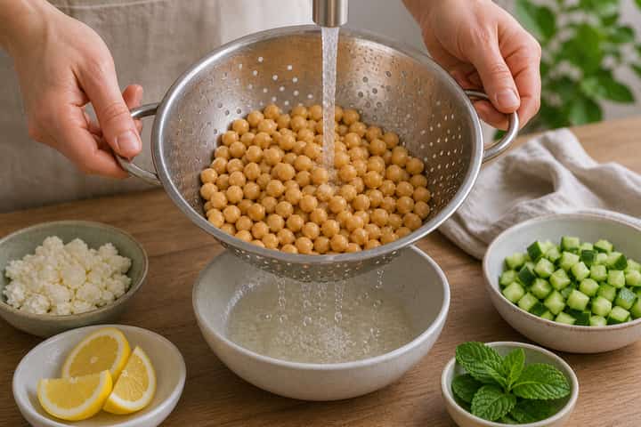 Chickpea Feta Grain Bowls cooking step 3: Build the flavour.