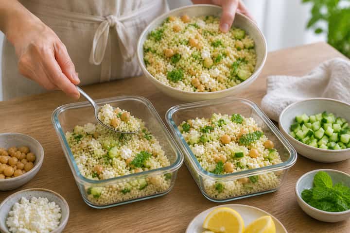 Chickpea Feta Grain Bowls cooking step 5: Finish the dish.