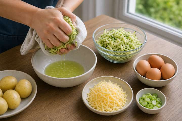 Courgette Cheddar Frittata cooking step 1: Get prepped.