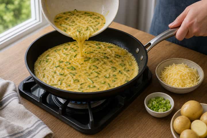 Courgette Cheddar Frittata cooking step 3: Build the flavour.