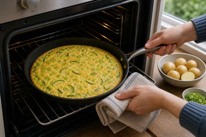 Courgette Cheddar Frittata cooking step 4: Bring it together.