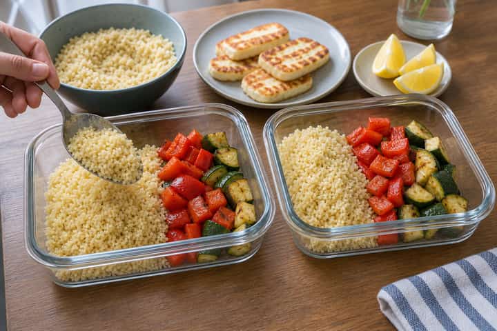 Halloumi Couscous Salad cooking step 3: Build the flavour.