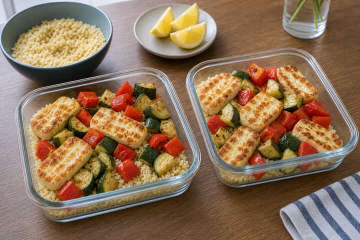 Halloumi Couscous Salad cooking step 4: Bring it together.