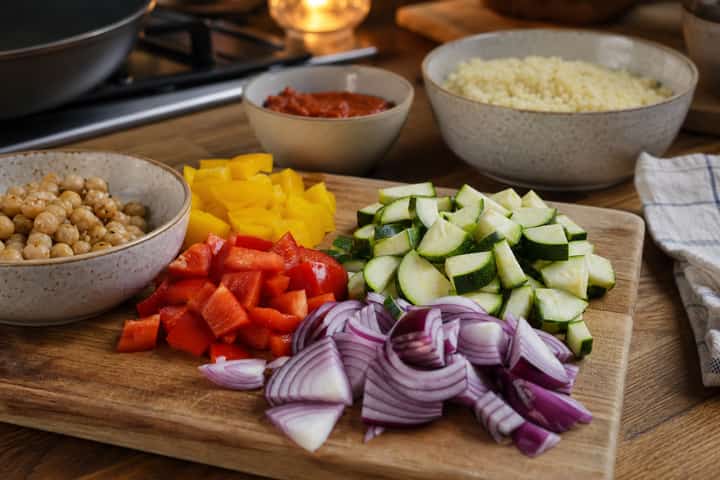 Harissa Chickpea Roast cooking step 1: Get prepped.