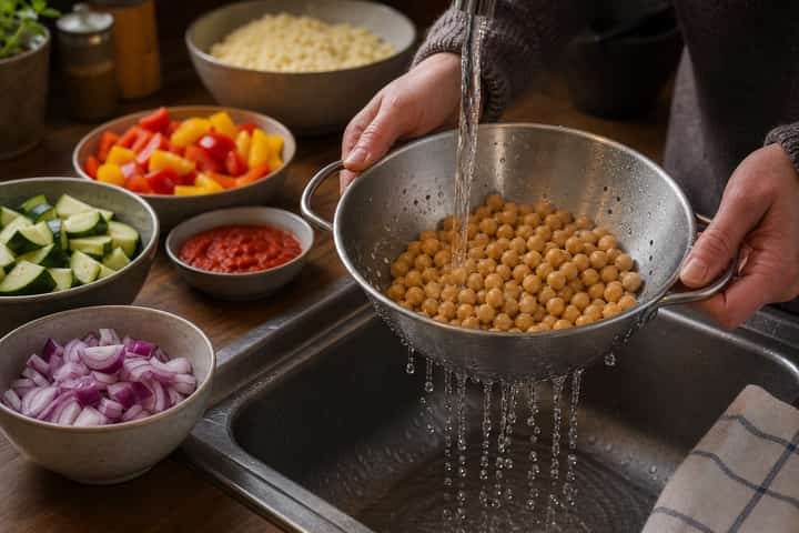 Harissa Chickpea Roast cooking step 3: Build the flavour.