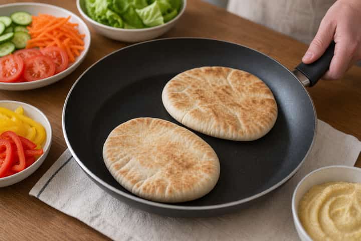 Hummus Rainbow Pitta cooking step 2: Start cooking.