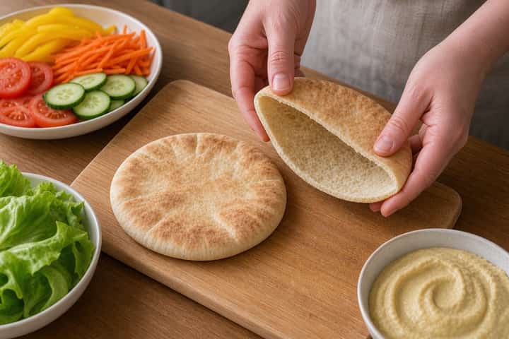 Hummus Rainbow Pitta cooking step 3: Build the flavour.