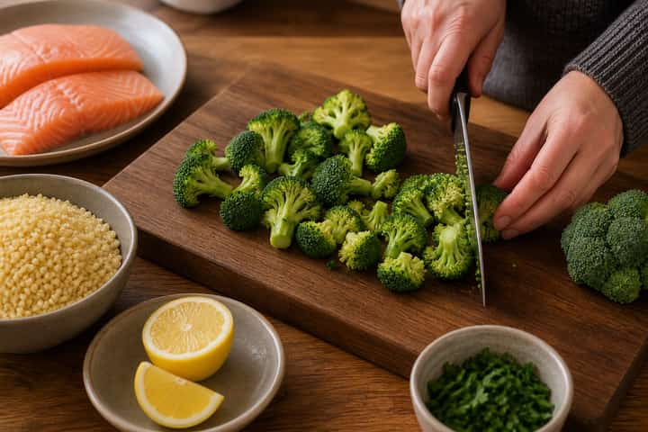 Lemon Herb Salmon Couscous cooking step 1: Get prepped.