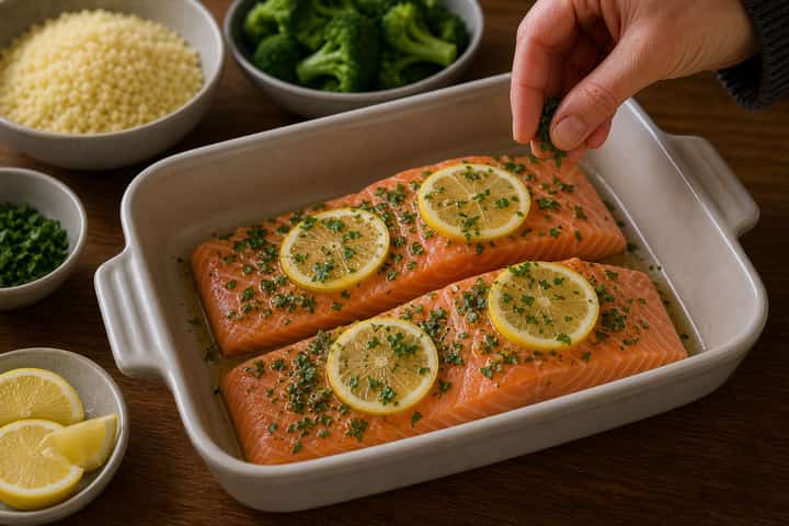 Lemon Herb Salmon Couscous cooking step 3: Build the flavour.