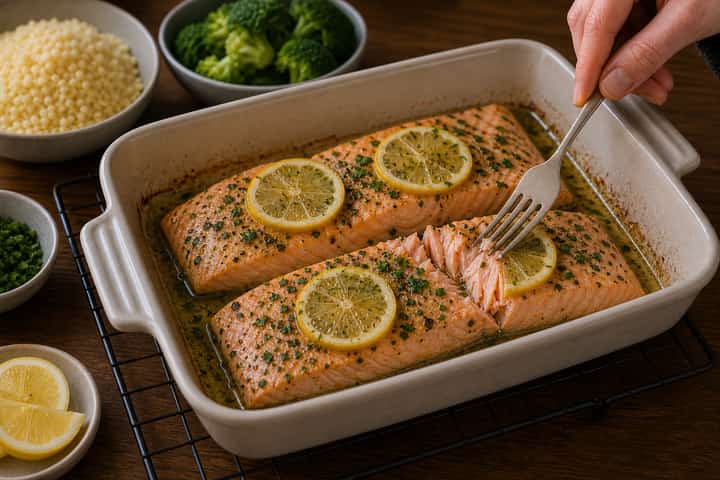 Lemon Herb Salmon Couscous cooking step 4: Bring it together.